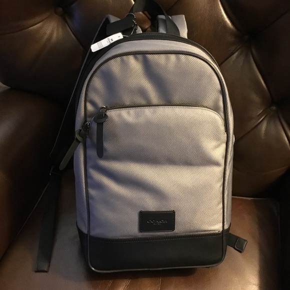 Coach Other - New COACH slim gray nylon & leather backpack $350